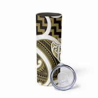 Aotearoa Atua Tangaroa Personalised Skinny Tumbler God Of The Sea Maori Whale Tail Yellow