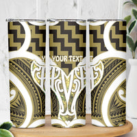 Aotearoa Atua Tangaroa Personalised Skinny Tumbler God Of The Sea Maori Whale Tail Yellow