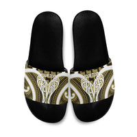 Aotearoa Atua Tangaroa Personalised Slide Sandals God Of The Sea Maori Whale Tail Yellow