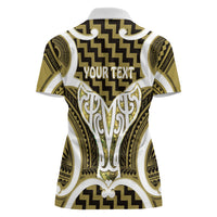 Aotearoa Atua Tangaroa Personalised Women Polo Shirt God Of The Sea Maori Whale Tail Yellow