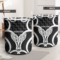 Aotearoa Atua Tangaroa Personalised Laundry Basket God Of The Sea Maori Whale Tail Black