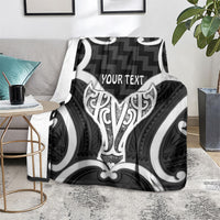 Aotearoa Atua Tangaroa Personalised Blanket God Of The Sea Maori Whale Tail Black