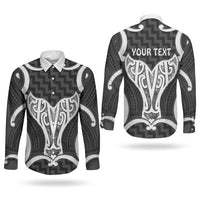 Aotearoa Atua Tangaroa Personalised Couples Matching Off Shoulder Maxi Dress and Long Sleeve Button Shirt God Of The Sea Maori Whale Tail Black