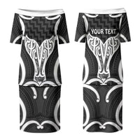Aotearoa Atua Tangaroa Personalised Couples Matching Puletasi and Hawaiian Shirt God Of The Sea Maori Whale Tail Black