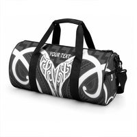 Aotearoa Atua Tangaroa Personalised Duffle Bag God Of The Sea Maori Whale Tail Black