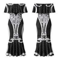 Aotearoa Atua Tangaroa Personalised Family Matching Mermaid Dress and Hawaiian Shirt God Of The Sea Maori Whale Tail Black