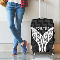 Aotearoa Atua Tangaroa Personalised Luggage Cover God Of The Sea Maori Whale Tail Black
