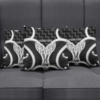 Aotearoa Atua Tangaroa Personalised Pillow Cover God Of The Sea Maori Whale Tail Black