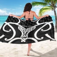 Aotearoa Atua Tangaroa Personalised Sarong God Of The Sea Maori Whale Tail Black