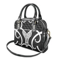 Aotearoa Atua Tangaroa Personalised Shoulder Handbag God Of The Sea Maori Whale Tail Black