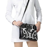 Aotearoa Atua Tangaroa Personalised Shoulder Handbag God Of The Sea Maori Whale Tail Black