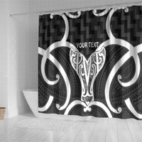 Aotearoa Atua Tangaroa Personalised Shower Curtain God Of The Sea Maori Whale Tail Black