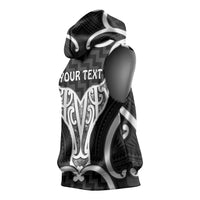 Aotearoa Atua Tangaroa Personalised Sleeveless Hoodie God Of The Sea Maori Whale Tail Black
