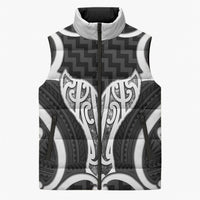 Aotearoa Atua Tangaroa Personalised Sleeveless Puffer Jacket God Of The Sea Maori Whale Tail Black