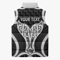 Aotearoa Atua Tangaroa Personalised Sleeveless Puffer Jacket God Of The Sea Maori Whale Tail Black