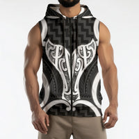 Aotearoa Atua Tangaroa Personalised Sleeveless Zip Hoodie God Of The Sea Maori Whale Tail Black