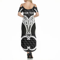 Aotearoa Atua Tangaroa Personalised Summer Maxi Dress God Of The Sea Maori Whale Tail Black