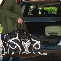 Aotearoa Atua Tangaroa Personalised Travel Bag God Of The Sea Maori Whale Tail Black