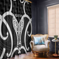 Aotearoa Atua Tangaroa Personalised Window Curtain God Of The Sea Maori Whale Tail Black
