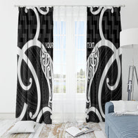 Aotearoa Atua Tangaroa Personalised Window Curtain God Of The Sea Maori Whale Tail Black