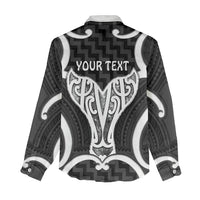 Aotearoa Atua Tangaroa Personalised Women Casual Shirt God Of The Sea Maori Whale Tail Black