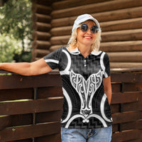 Aotearoa Atua Tangaroa Personalised Women Polo Shirt God Of The Sea Maori Whale Tail Black