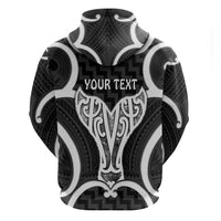 Aotearoa Atua Tangaroa Personalised Zip Hoodie God Of The Sea Maori Whale Tail Black
