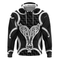 Aotearoa Atua Tangaroa Personalised Zip Hoodie God Of The Sea Maori Whale Tail Black