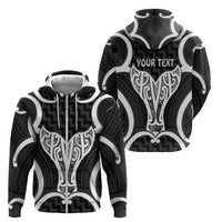 Aotearoa Atua Tangaroa Personalised Zip Hoodie God Of The Sea Maori Whale Tail Black
