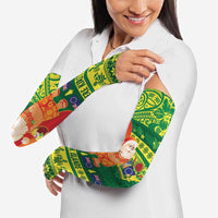 Cook Islands Christmas Arm Sleeves Surfing Santa Mere Kiritimiti - Polynesian Pride