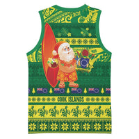 Cook Islands Christmas Basketball Jersey Surfing Santa Mere Kiritimiti - Polynesian Pride