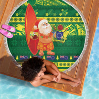 Cook Islands Christmas Beach Blanket Surfing Santa Mere Kiritimiti - Polynesian Pride
