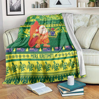 Cook Islands Christmas Blanket Surfing Santa Mere Kiritimiti - Polynesian Pride