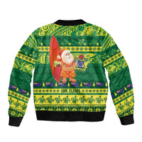Cook Islands Christmas Bomber Jacket Surfing Santa Mere Kiritimiti - Polynesian Pride