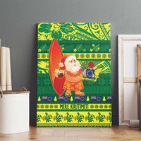 Cook Islands Christmas Canvas Wall Art Surfing Santa Mere Kiritimiti - Polynesian Pride