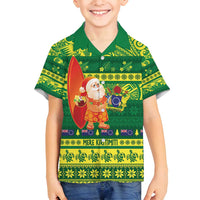 Cook Islands Christmas Family Matching Long Sleeve Bodycon Dress and Hawaiian Shirt Surfing Santa Mere Kiritimiti - Polynesian Pride