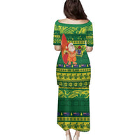 Cook Islands Christmas Family Matching Puletasi and Hawaiian Shirt Surfing Santa Mere Kiritimiti - Polynesian Pride