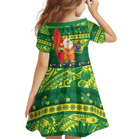 Cook Islands Christmas Family Matching Tank Maxi Dress and Hawaiian Shirt Surfing Santa Mere Kiritimiti - Polynesian Pride