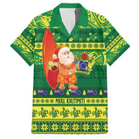 Cook Islands Christmas Hawaiian Shirt Surfing Santa Mere Kiritimiti - Polynesian Pride