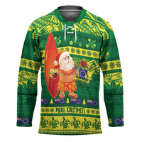Cook Islands Christmas Hockey Jersey Surfing Santa Mere Kiritimiti - Polynesian Pride