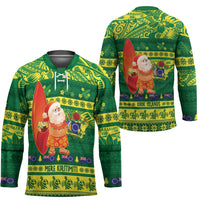 Cook Islands Christmas Hockey Jersey Surfing Santa Mere Kiritimiti - Polynesian Pride