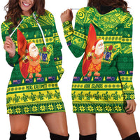 Cook Islands Christmas Hoodie Dress Surfing Santa Mere Kiritimiti - Polynesian Pride