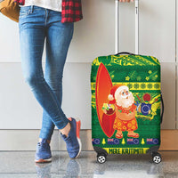 Cook Islands Christmas Luggage Cover Surfing Santa Mere Kiritimiti - Polynesian Pride