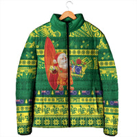 Cook Islands Christmas Padded Jacket Surfing Santa Mere Kiritimiti - Polynesian Pride