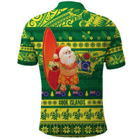 Cook Islands Christmas Polo Shirt Surfing Santa Mere Kiritimiti - Polynesian Pride
