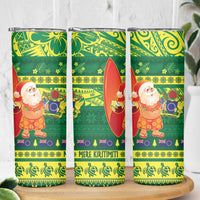 Cook Islands Christmas Skinny Tumbler Surfing Santa Mere Kiritimiti - Polynesian Pride
