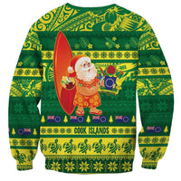 Cook Islands Christmas Sweatshirt Surfing Santa Mere Kiritimiti - Polynesian Pride