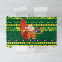 Cook Islands Christmas Tablecloth Surfing Santa Mere Kiritimiti - Polynesian Pride