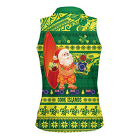 Cook Islands Christmas Women Sleeveless Polo Shirt Surfing Santa Mere Kiritimiti - Polynesian Pride