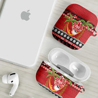 French Polynesia Christmas AirPods Case Tiare Chilling Santa Oaoa I teie Noera LT14 - Polynesian Pride